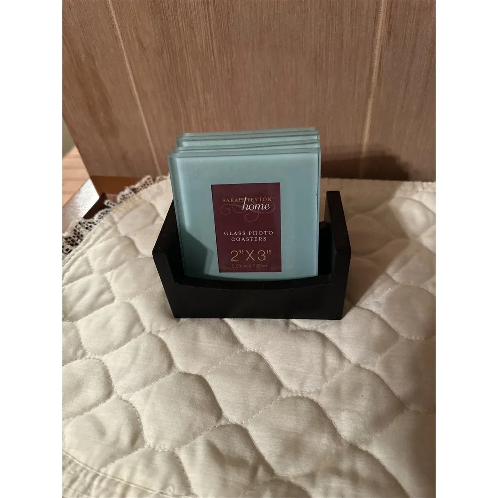 Set of 4 Sarah Peyton Home Glass Coasters‎ 2x3